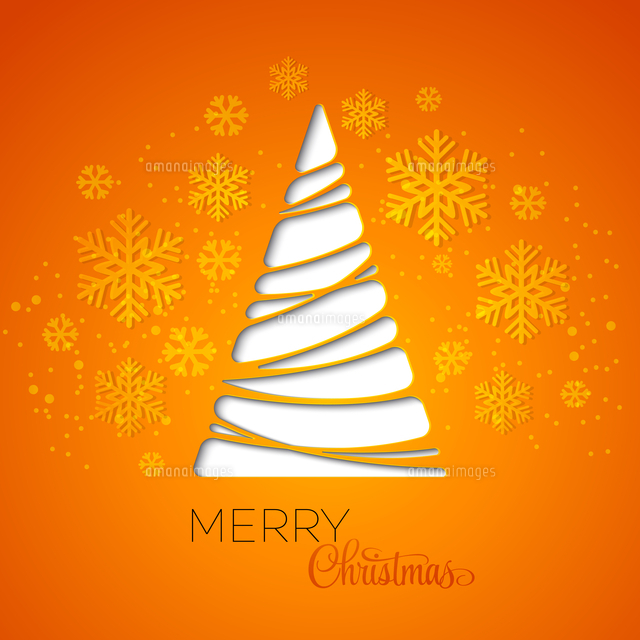 merry christmas tree greeting card paper design vector