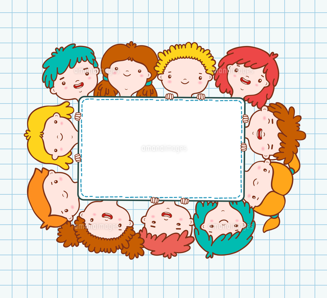 doodle kids blank frame template vector illustration 60016027465
