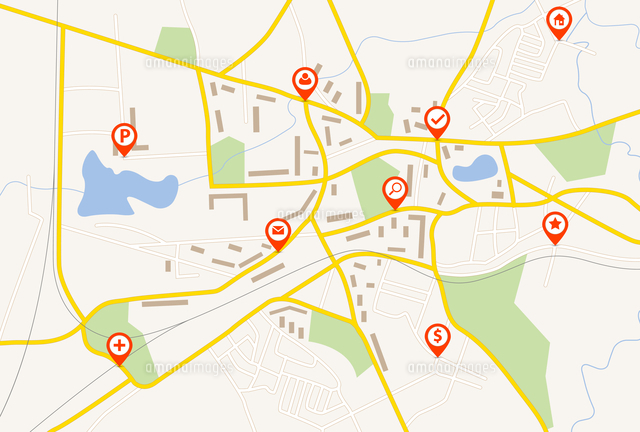 navigation map with red signs 60016037242 写真素材 ストック